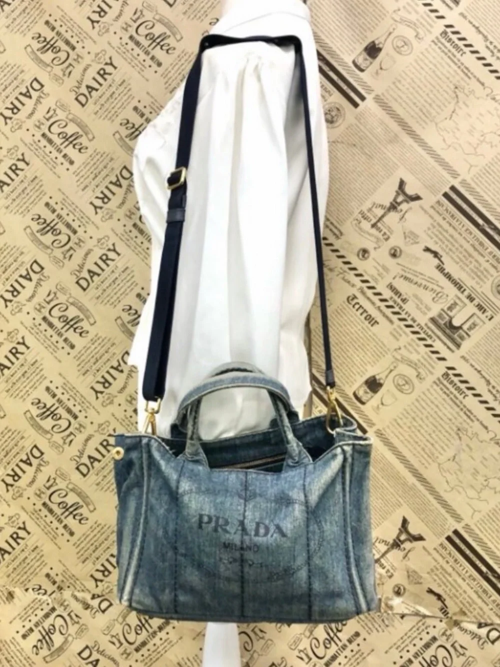 Prada Canapa Tote Vintage Denim Blue